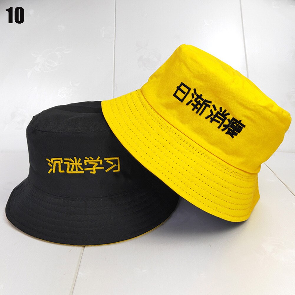 Hoed zomer student dubbelzijdige pet vissershoed chinese borduurwerk zonnehoeden opvouwbaar katoen: 10