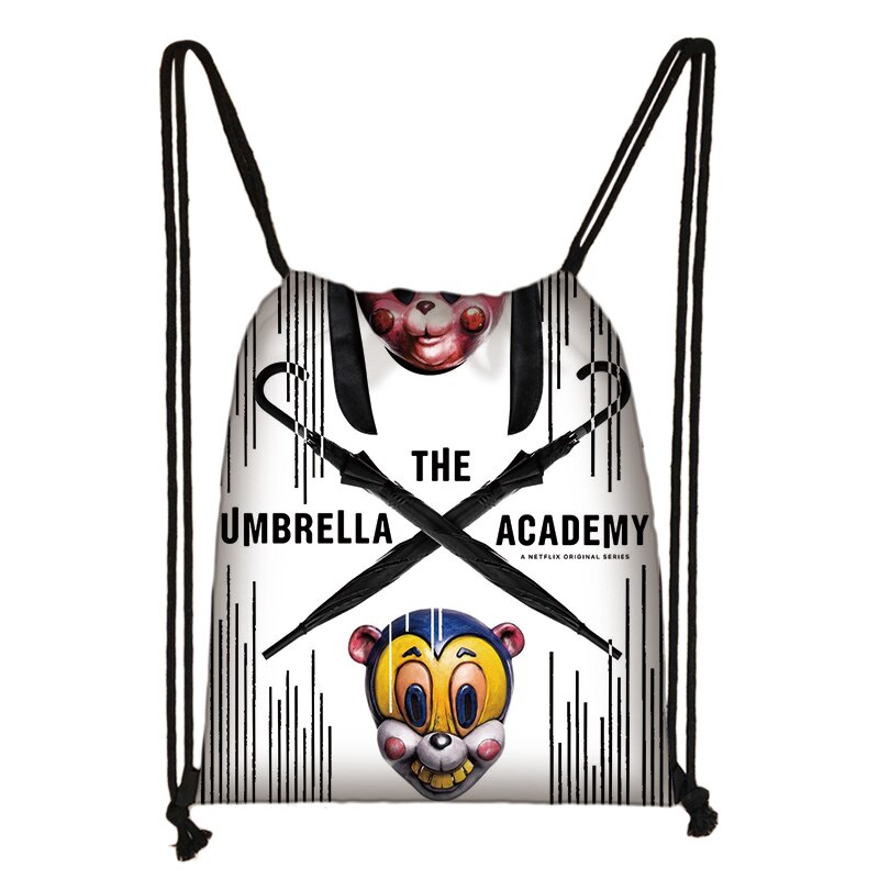 The Umbrella Academy-mochila con cordón 3D para niños y niñas, morral estampado, informal, de uso diario: 005