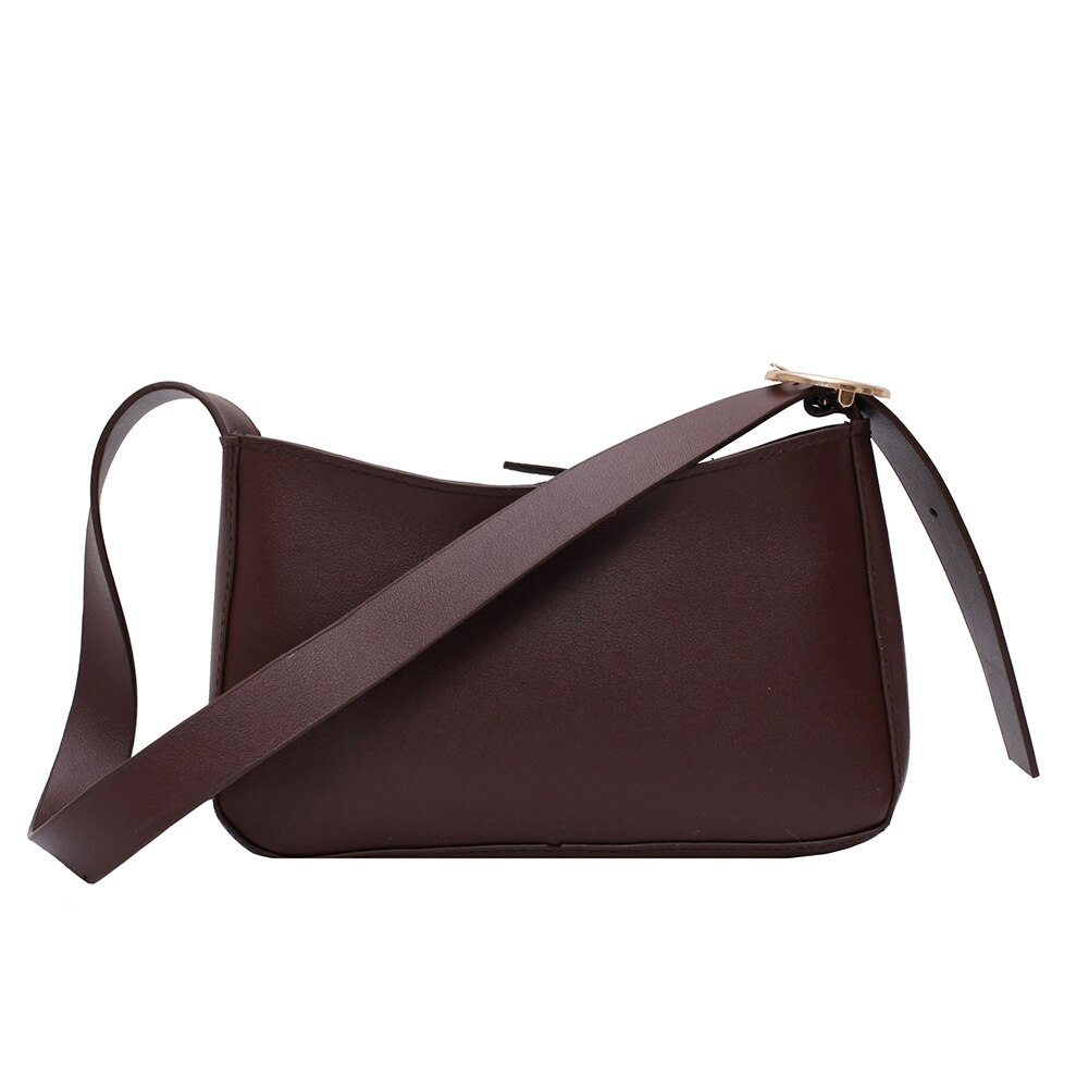 Bolso bandolera Casual de piel sintética para mujer, bolsos de hombro mensajero con cadena para mujer, bolso de mano pequeño , bolso de para damas: Café