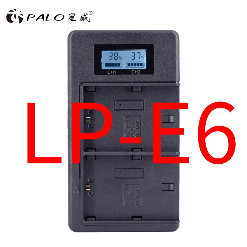 Palo carregador digital LP-E6 LP-E8 LP-E17 NP-FW50 EN-EL15 el15 display lcd vem com usb câmera bateria dupla slot carregador: LP-E6