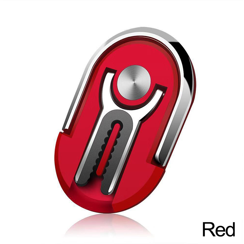 Magnetic rotabl mobile phone holder stand for iPhone Samsung Car Metal finger ring phone stand bracket car phone holder bracket: B-Red