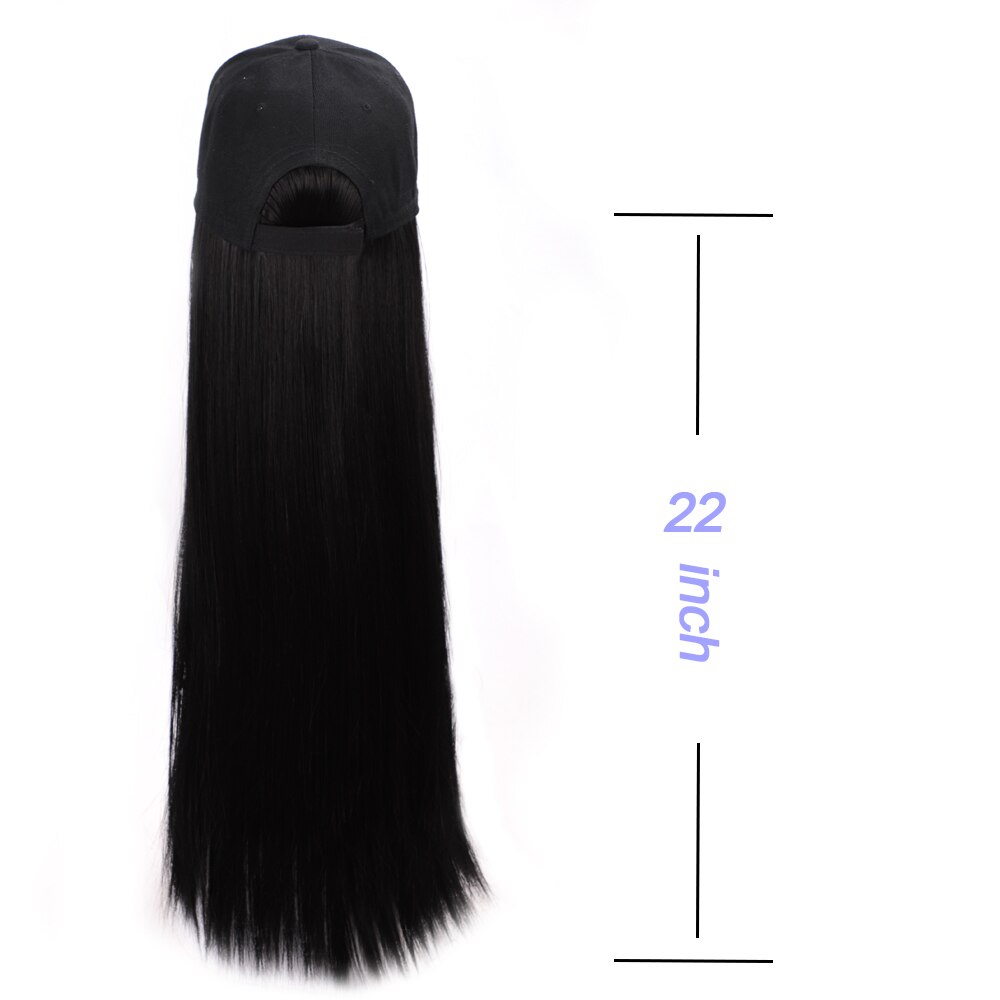 MODERN QUEEN Baseball Cap Hair Wig Long Synthetic Straight cap Hair Wigs Naturally Connect Synthetic Hat Wig Adjustable for Girl