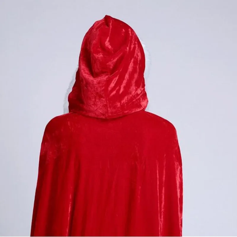 Capa cosplay traje papai noel veludo vermelho capas longas com chapéu vestido de festa natal feminino masculino adulto menino menina