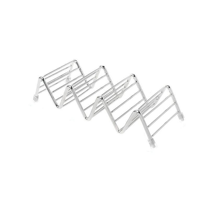 Wave Shape Stainless Steel Taco Holders Mexican Food Rack Holder Stand Shells Display Dog Hard 1-4 Taco Rack K1T7: 3 Grids