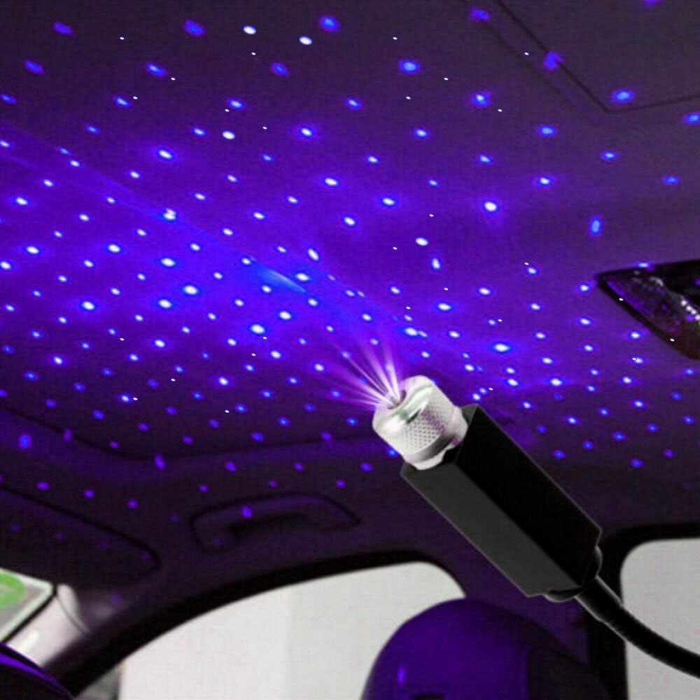 Mini proyector de estrellas de techo de coche USB, luz nocturna de cielo estrellado LED, ambiente, lámpara de galaxia, decoración de techo romántica para habitación, , 5V