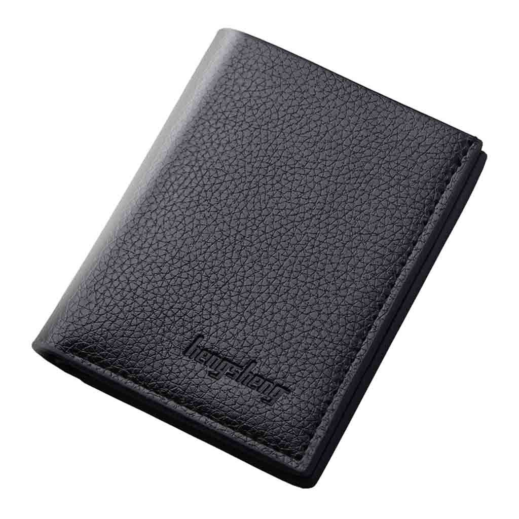 Portefeuille pour hommes, court, Vertical, Ultra-mince, paquet de cartes bancaires, petit porte-monnaie: Black