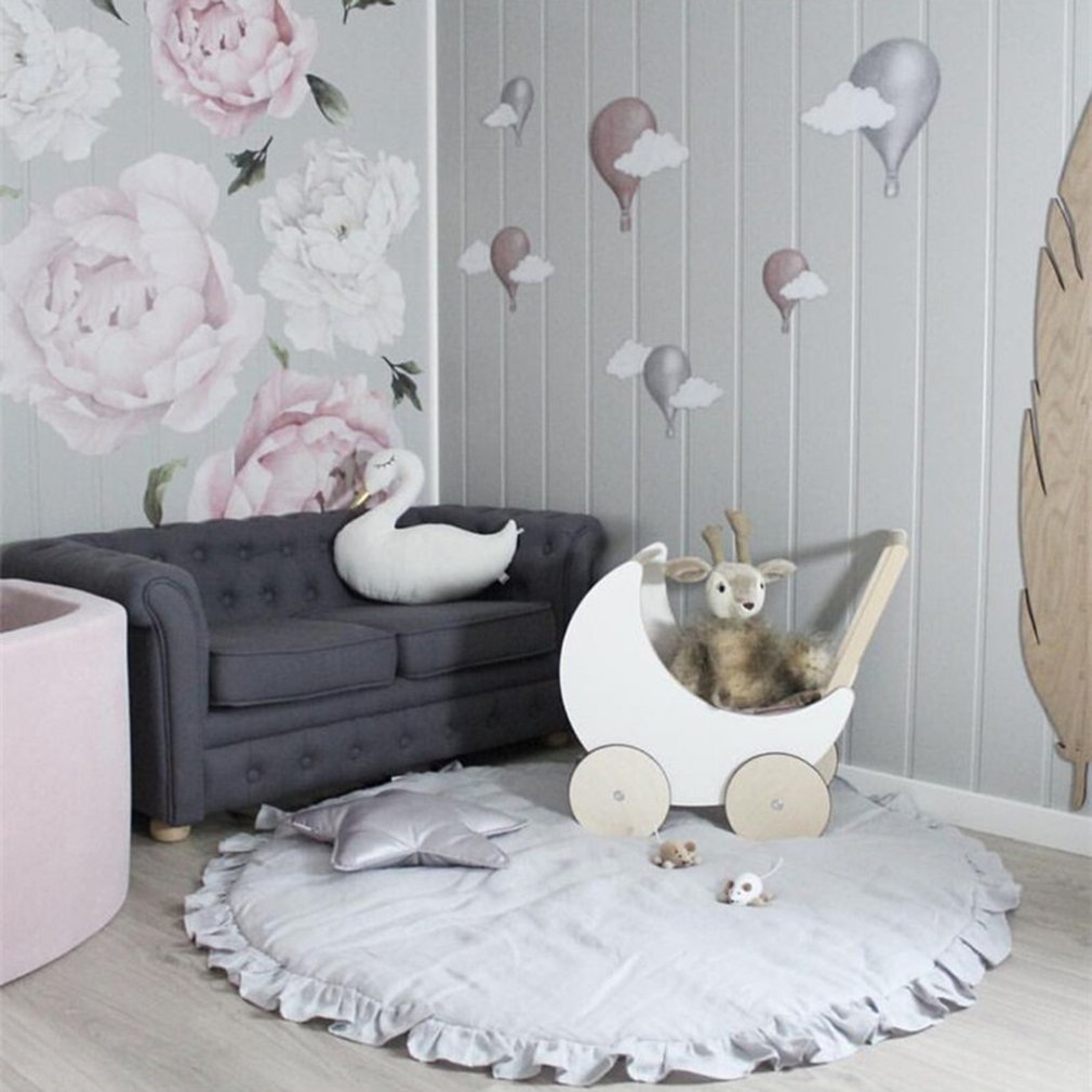Ronde Vloer Kruipen Mat Voor Baby Kamer Decoratie Play Matten Non Skid Tapijt Deken Kinderen Speelgoed Opbergtas Room Decor foto Props