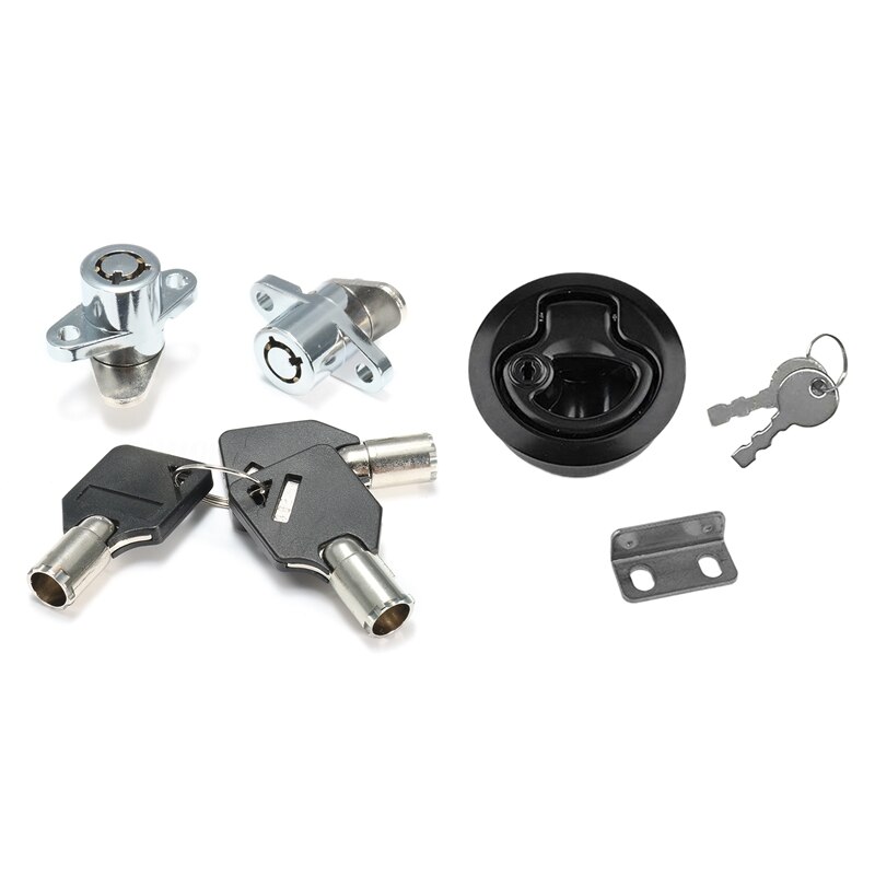 2x Hard Saddlebag Lock 3 Keys Set for Touring Electra Glide Road King & 1set Latch Tool Box Locks Slam Latch: Default Title