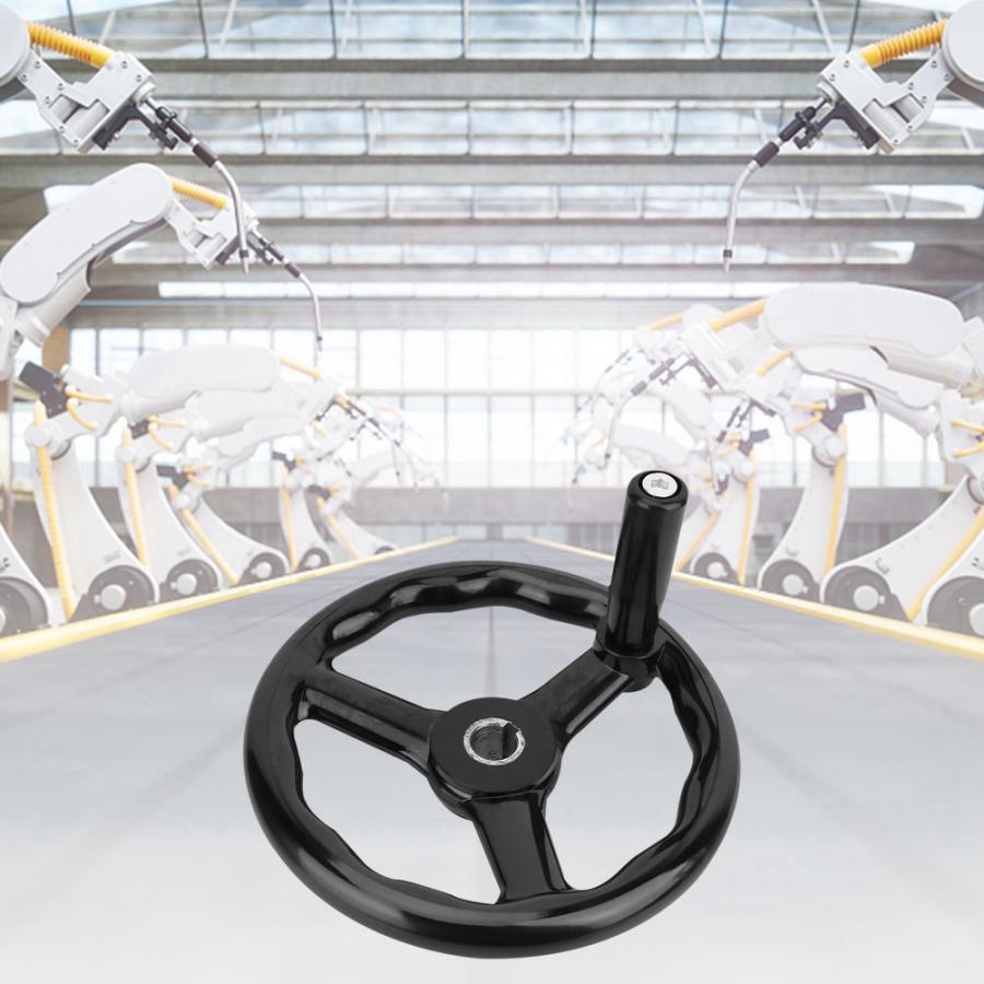 Handwiel handvat 200*18mm Zwarte Anti-slip Bakeliet 3 Spoked Draaibank Handwiel met Handvat voor Machine Tool