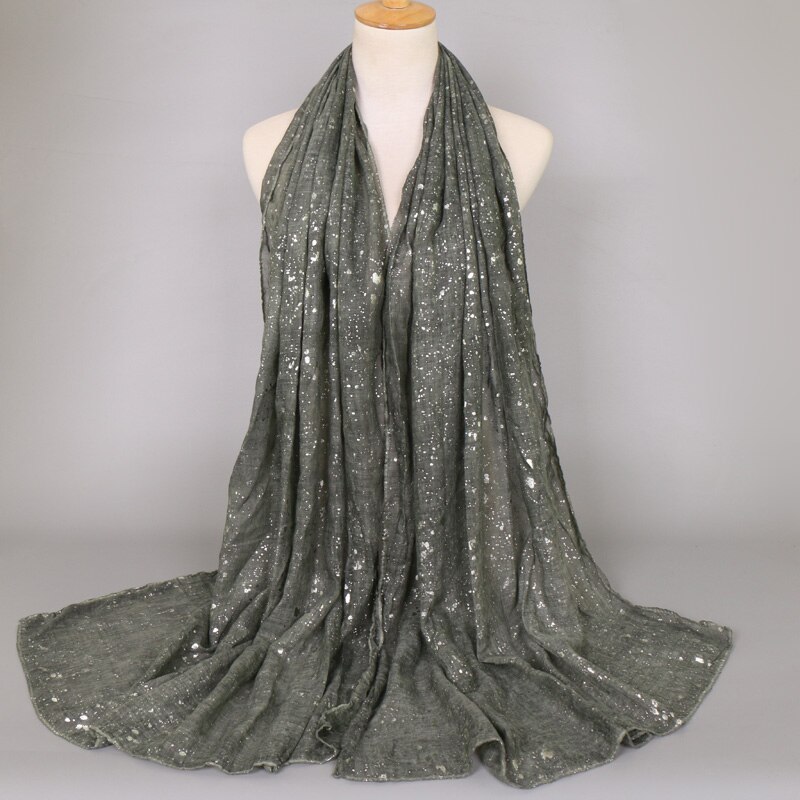 Damer almindelig shimmer sølv bomuld sjal tørklæde vinter bling zig zag oversize tyk wrap hijab muslim sjaal: 5