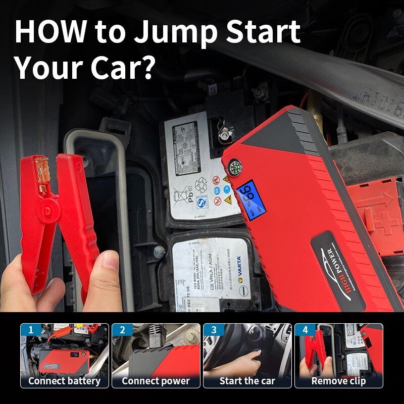 28000mAh Car Jump Starter Power Bank 1200A Portable Car Battery Booster Charger 12V Starting Device For Petrol Diesel Car