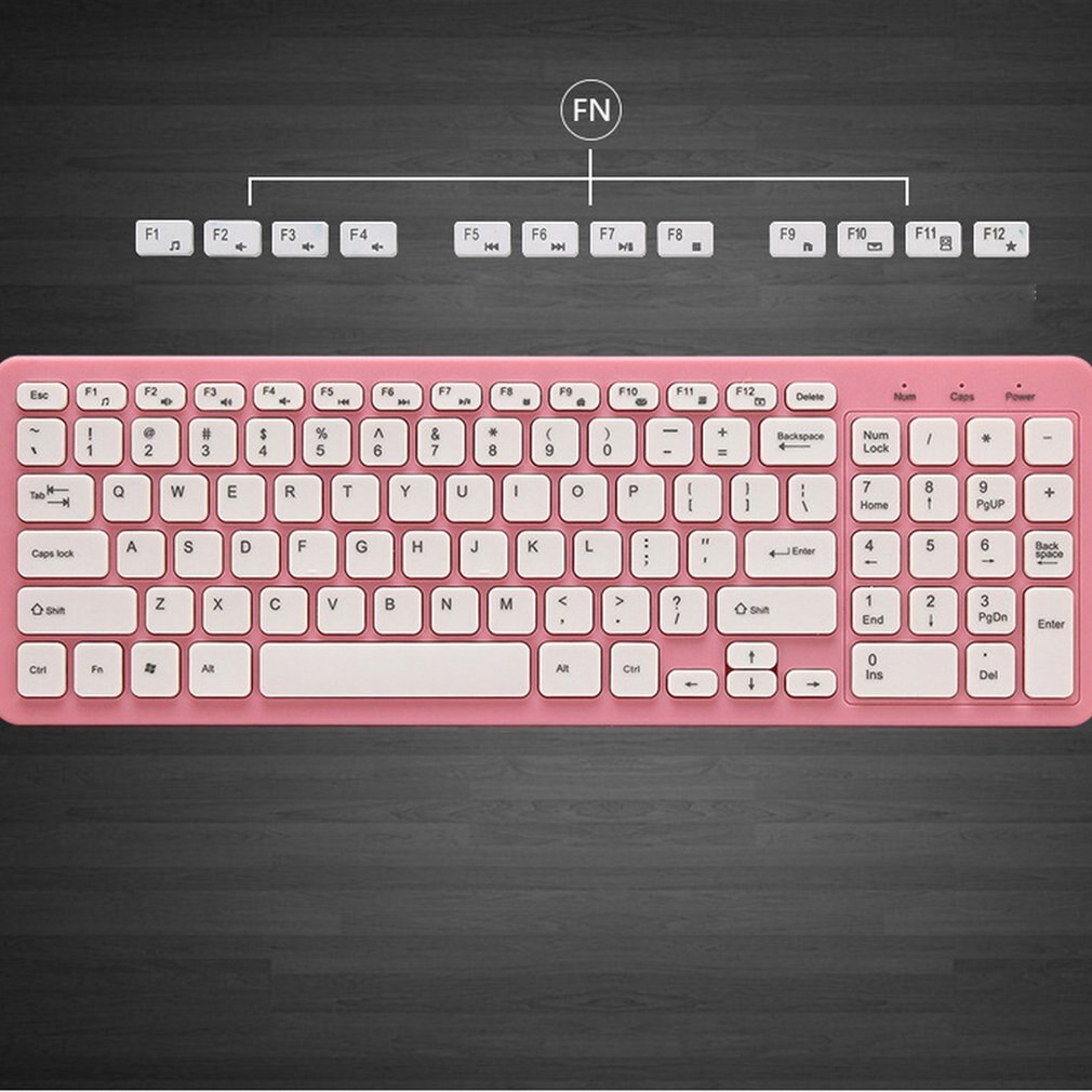 Enkelt ultratynn svart mini trådløst tastatur og mus kombinasjonssett til pc skrivebord loptop klassisk kontor sett