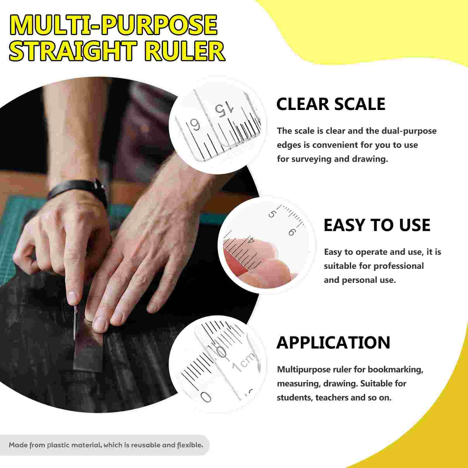 25pcs Plastic Straight Rulers Drawing Rulers Students Measuring Rulers (Transparent)