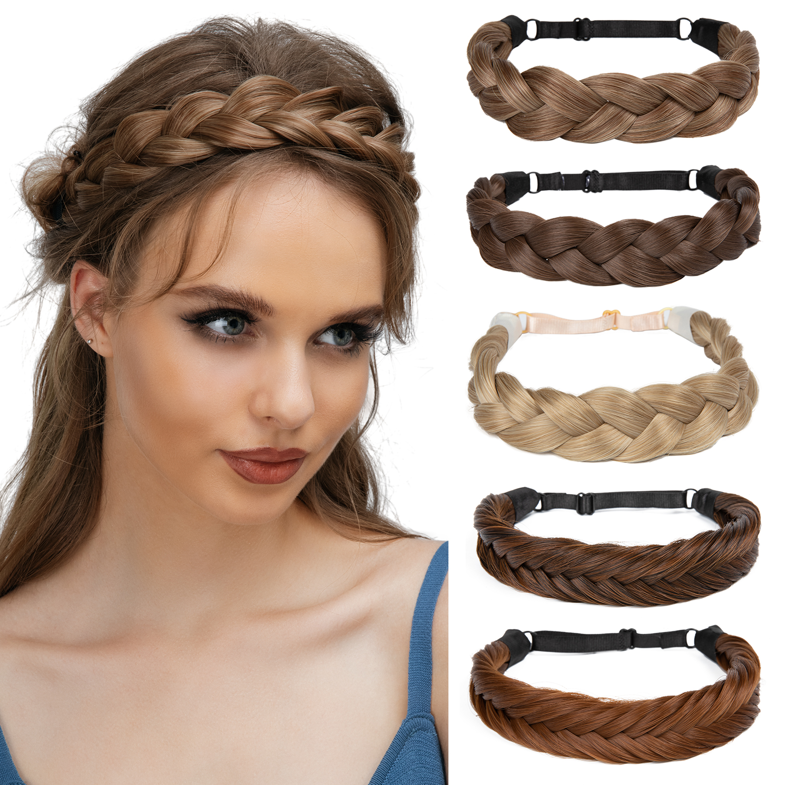 Synthetic Premium Adjustable Handmade Braided Elastic Band Hair Braiding Hair Headband Headwear For Women
