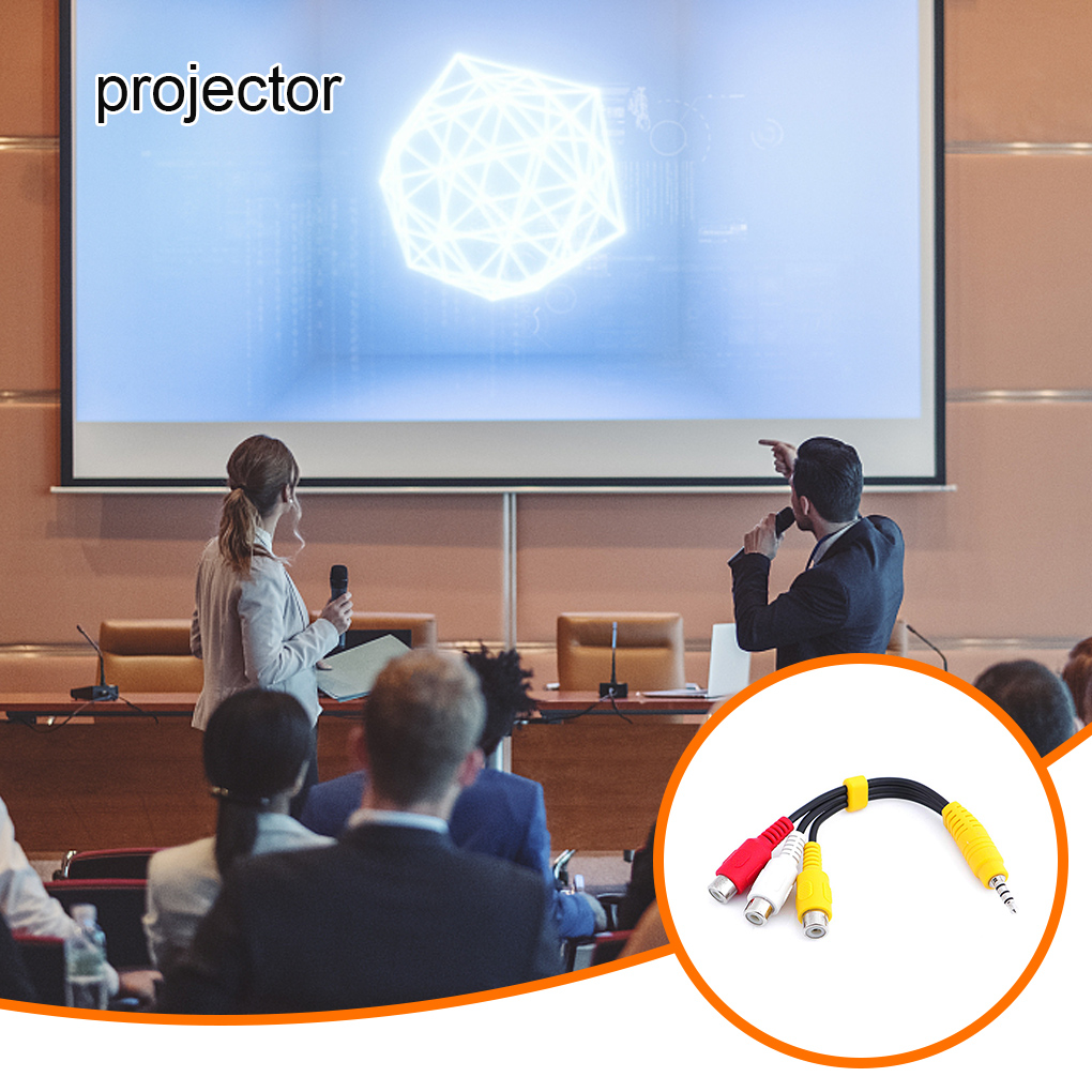 Splitter 3 5mm to 3 RCA Female Audio Video Cable Composite AV Adapter Cord for TV VCR Projector