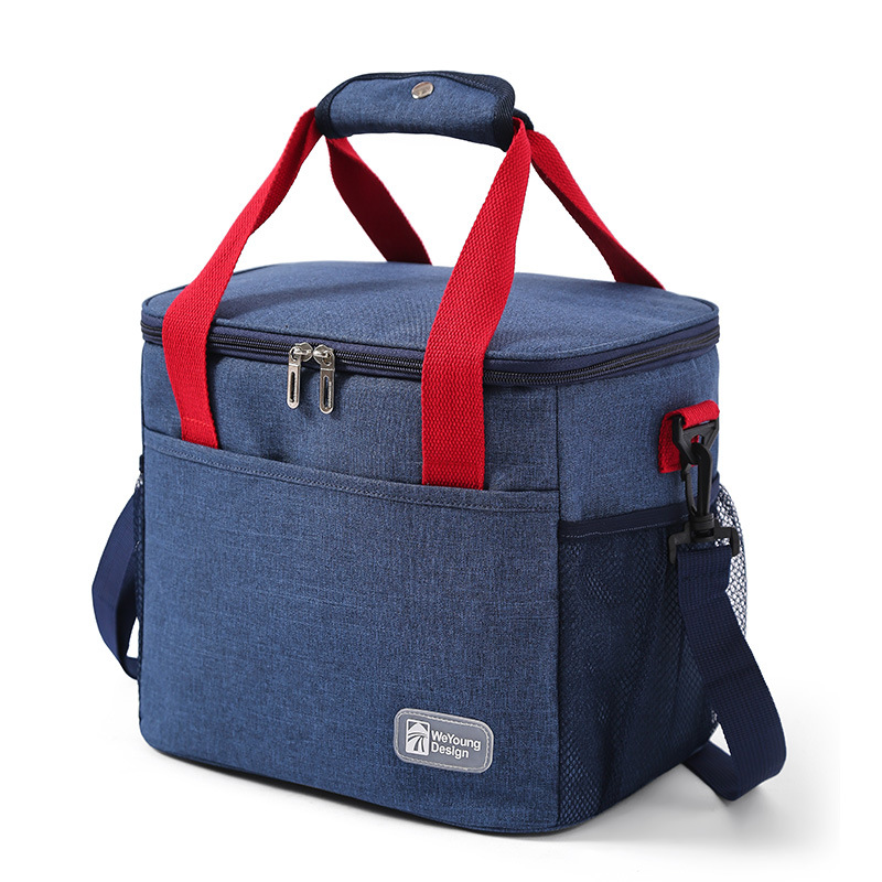 Bolsa de almuerzo para mujer, lonchera aislada, bolsa grande para el almuerzo, soporte para bebidas, organizador de aperitivos térmicos duradero para Picnic, senderismo y playa: Oro