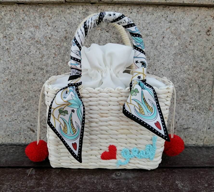 Zomer borduurwerk dames handtas dieren stro schoudertas flamingo's bohemian dames strandtassen dame geweven handtas