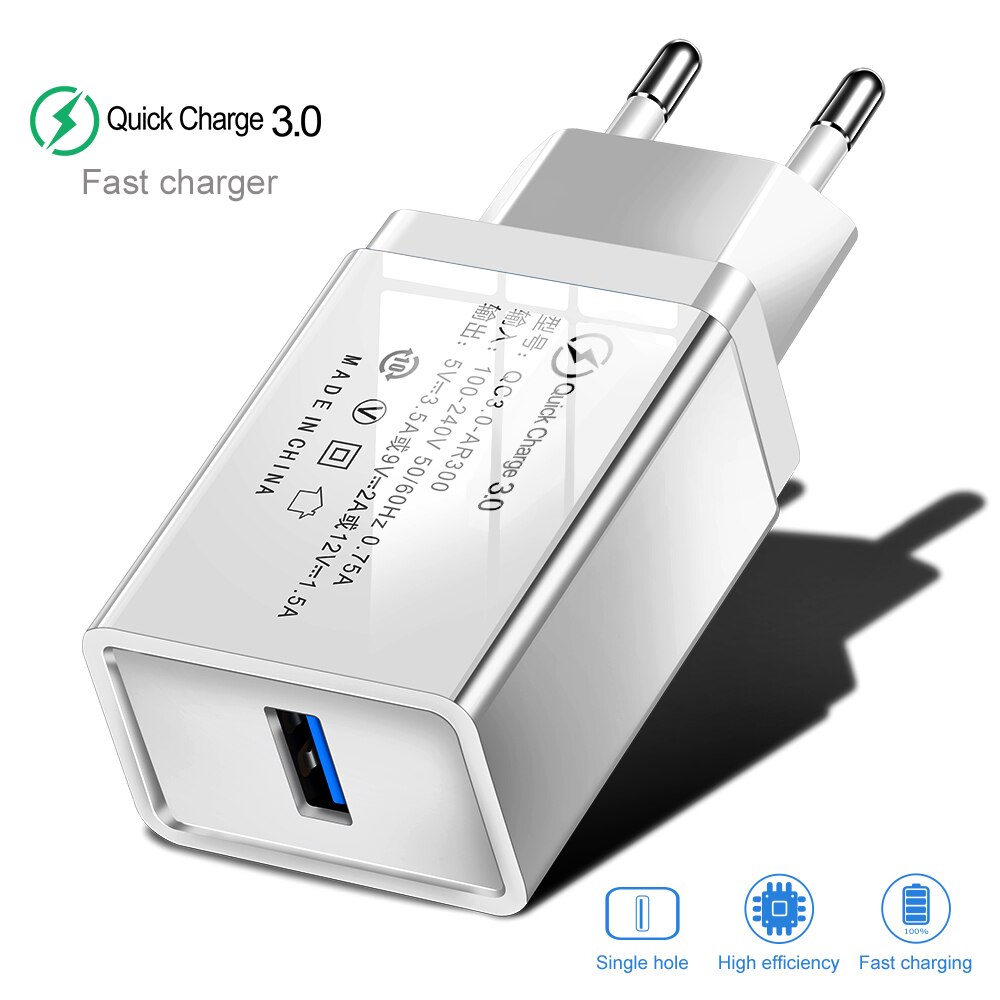 Suhach Quick Charge 3.0 USB Charger QC 3.0 QC Turbo Fast Charging EU Travel Wall Charger For Xiaomi mi 9 Huawei P30 Mobile Phone: EU Plug / Grey