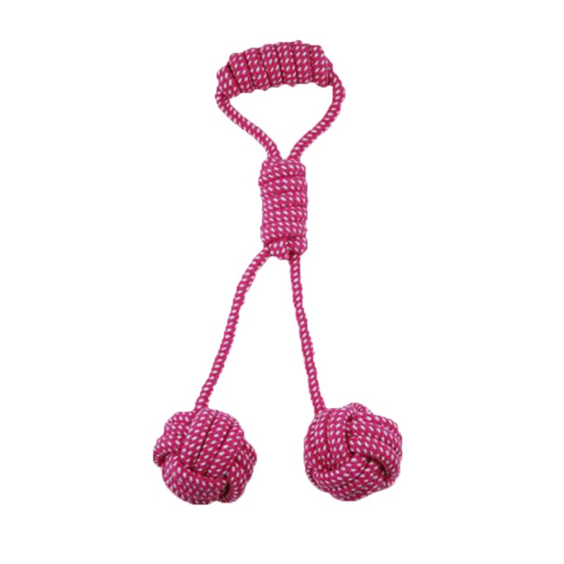 Juguetes para mascotas y perros, pelota de algodón resistente a las mordeduras, palo de cuerda con nudo, juguete interactivo para cachorros, juguetes para masticar dientes, limpieza para perros y gatos: Double Ball