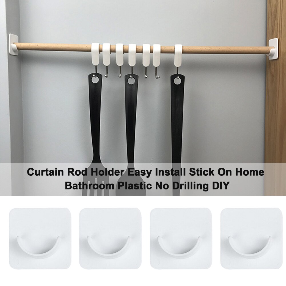 Adhésif sans perçage, fixation facile à installer, support de tringle à rideau, bâton en plastique bricolage mural carré universel
