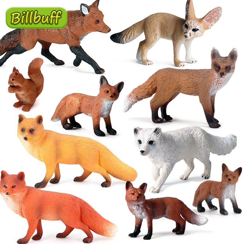 Simulatie Wilde Dieren Zoo Action Figure Vulpes Fox Cub Model Eekhoorn Actiefiguren Vroege Educatief Speelgoed Voor Kinderen