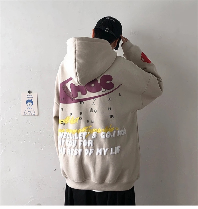 Ropa informal estilo Hip Hop para hombre, sudadera informal holgado de talla grande, sudadera con capucha con estampado de personalidad