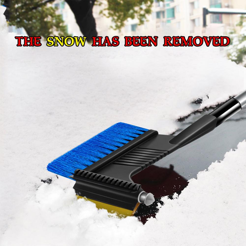 Cepillo de nieve de acero inoxidable, pala telescópica de hielo, herramienta de descongelación para parabrisas de coche, limpiador de escoba para quitar escarcha