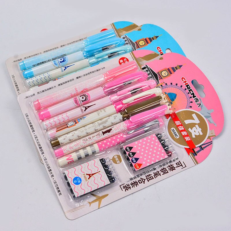 Cute fountain pens for school supplies Erasable Fountain Pen ink set Office Stationery for Kids Students