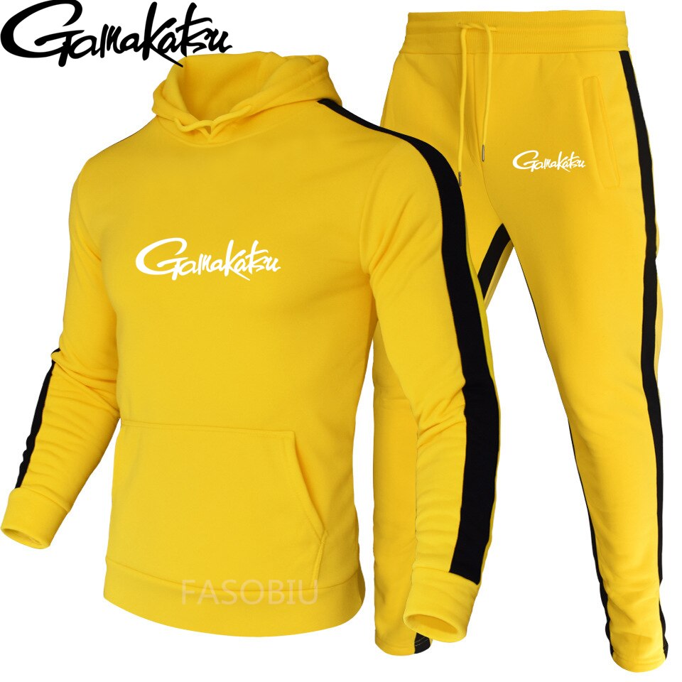 Combinaison de pêche en coton, hiver , ensemble de Camping en plein air, randonnée, Sport, vêtements rayés, Gamakatsu: YELLOW