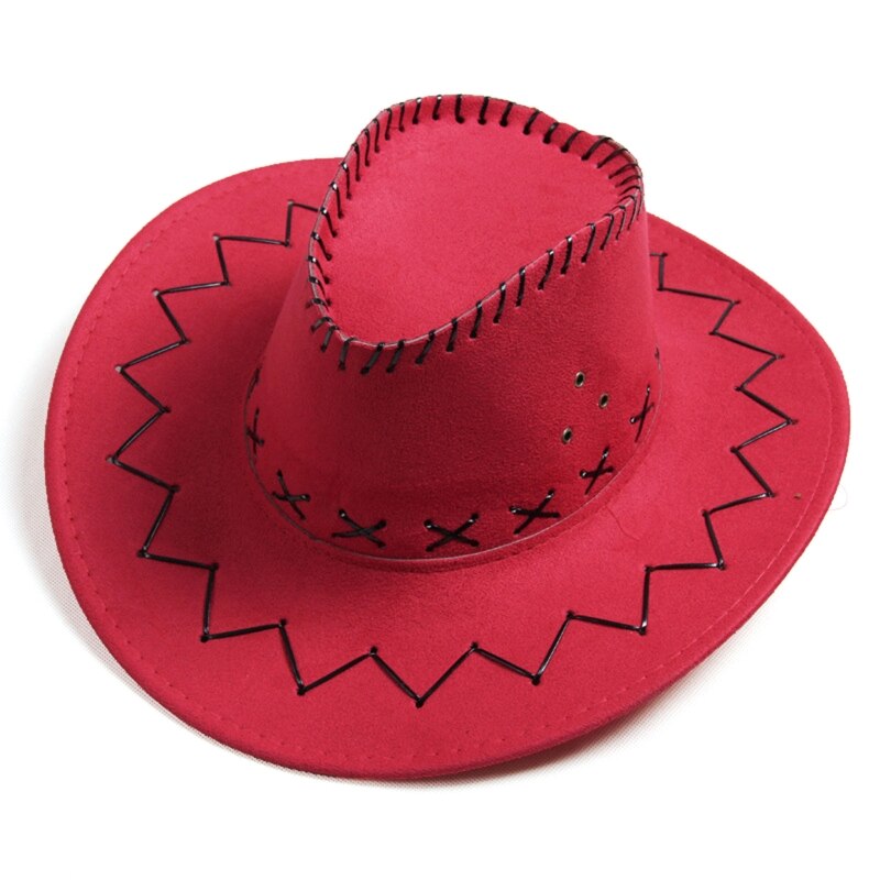 Sombrero de vaquero de gamuza para niños, sencillo y a la , Occidental, accesorios de disfraz de Halloween, accesorios de fotografía: children s red