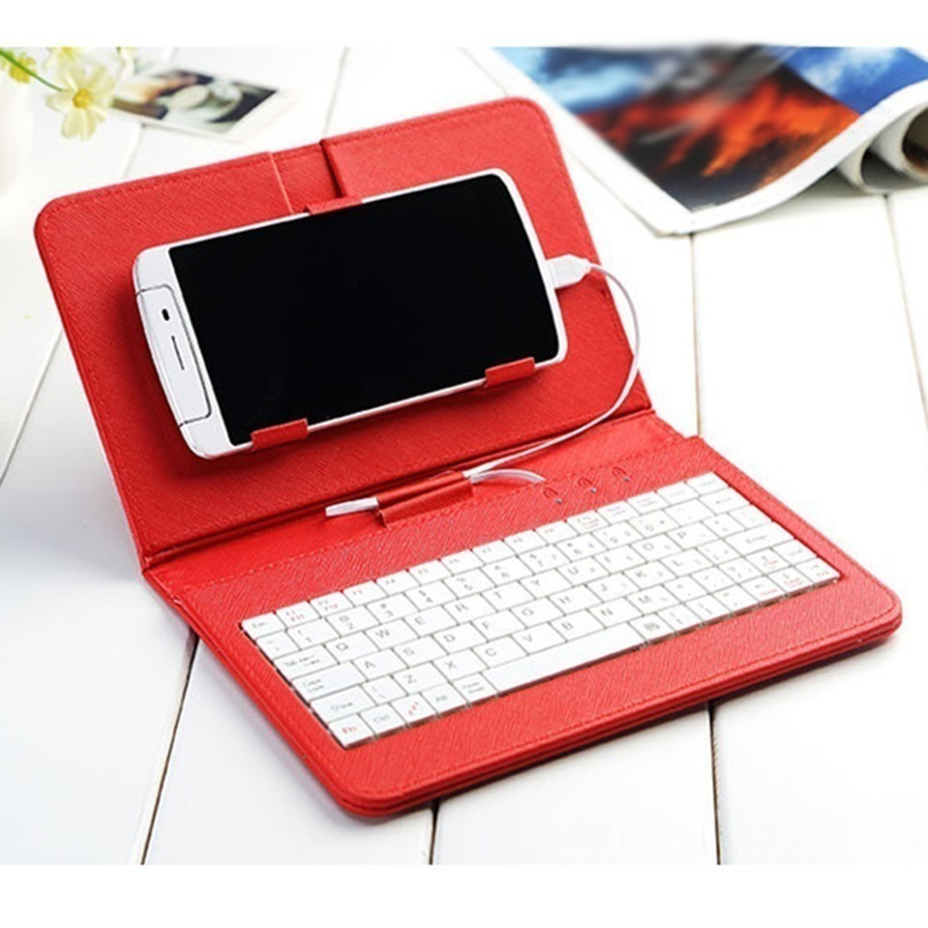 Universelt tastaturveske i pu -skinn til andriod -beskyttende mobiltelefon med bluetooth -tastatur til 4.8-6 tommers telefon