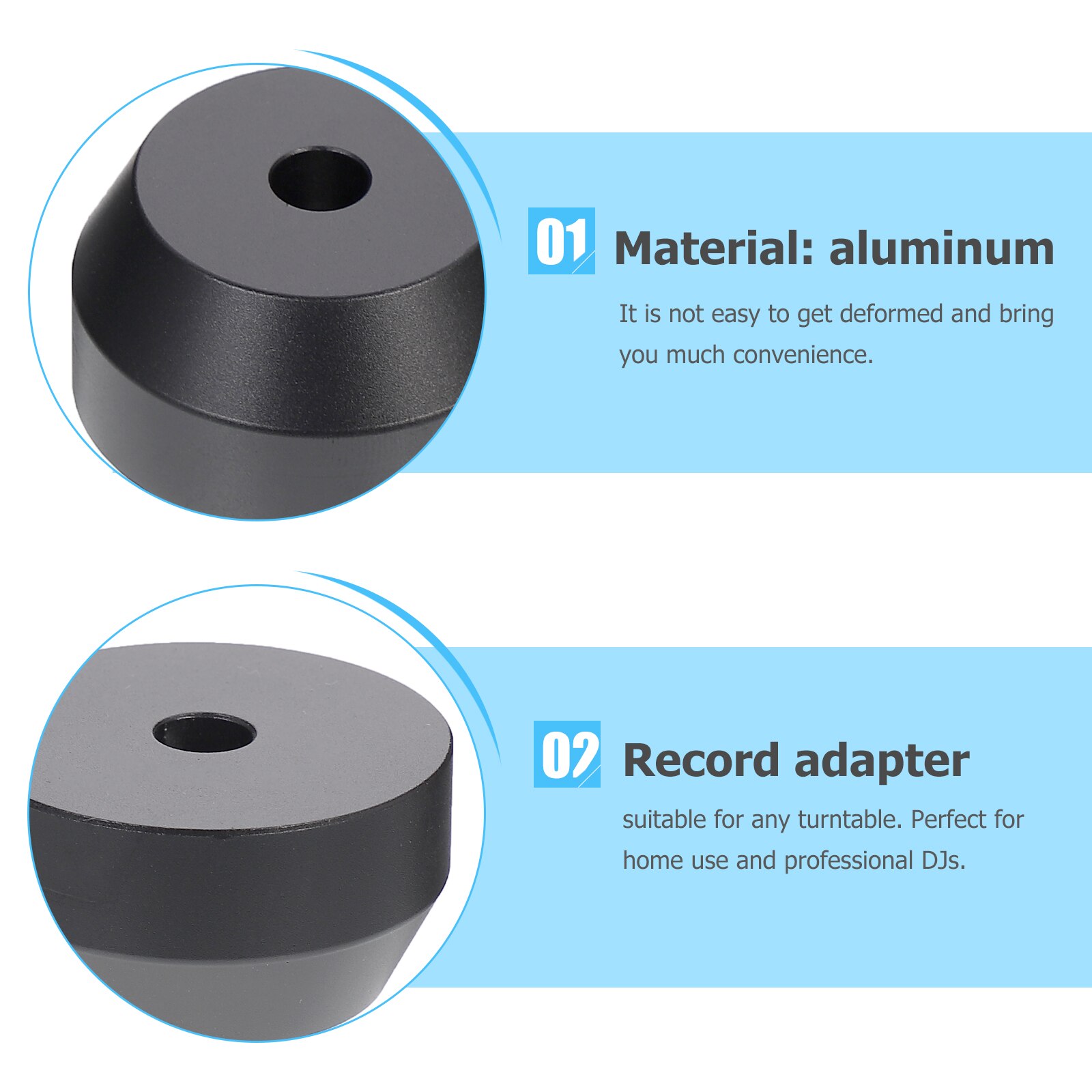 Aluminum 45 RPM Adapter 7 inch Record Player Adapter Dome Turntable Accessory