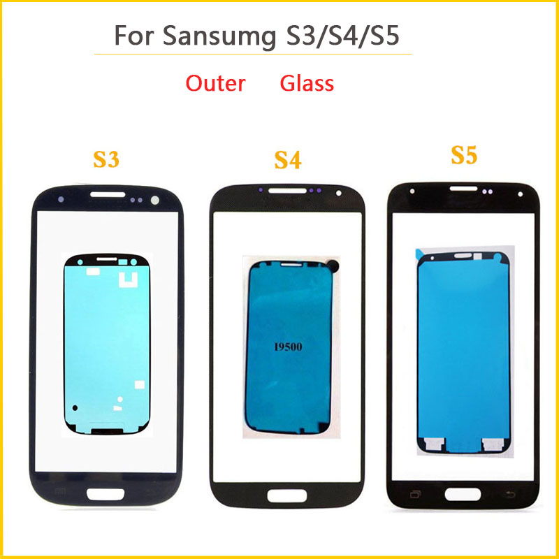 Otuer Glas Voor Samsung Galaxy S3 I9300 I9305 I9300i I9301 I9301i S4 I9500 I9505 I337 S5 Voorpaneel Lens Lcd display + Adhesive