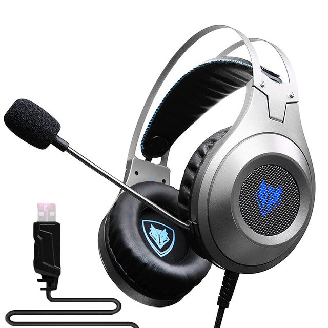 Teamyo N2 PS4 Gaming Hoofdtelefoon Oortelefoon Headset PC Gamer Bass Casque met Microfoon voor Computer/PS4 Xbox een/Laptop/Telefoon: silver