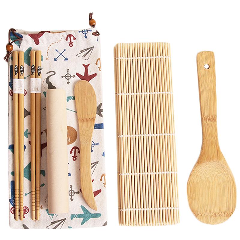 1 set / 7 st bambu sushi gör kit diy sushi verktyg köksredskap sushi maker för hembutik