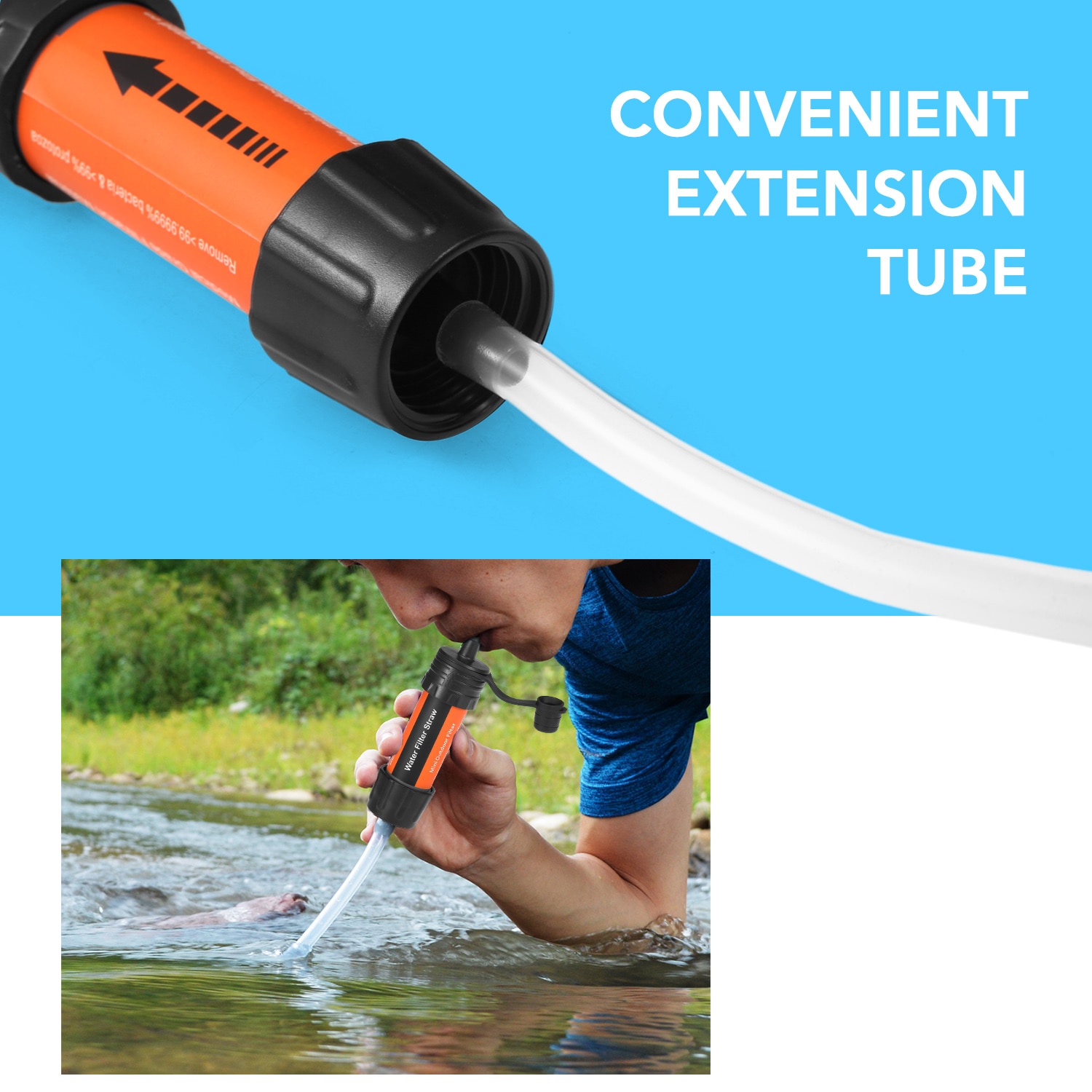 Outdoor Water Filter Stro Water Filtratie-systeem Waterzuiveraar Voor Noodsituaties Camping Reizen Backpacken