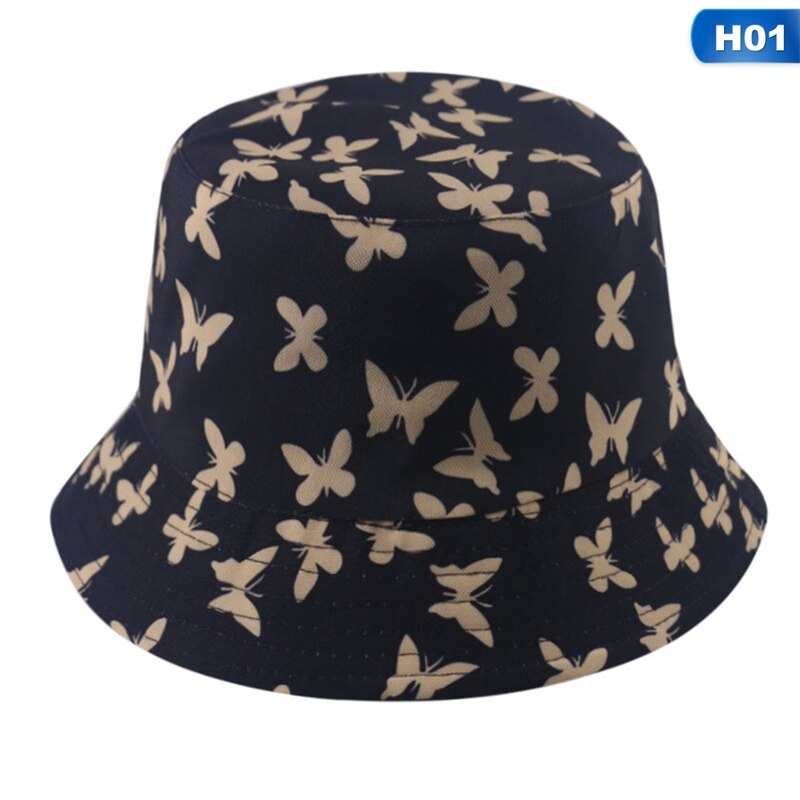 Naiset naiset perhosella kirjailtu kalastajahattu yksinkertainen visiir caps ulkona rento aurinkohattu bucket hatut: Default Title
