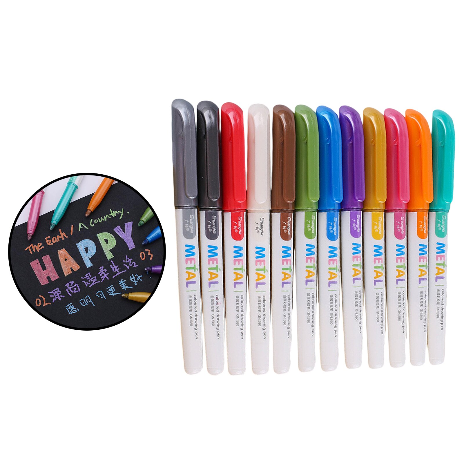 8/12 / 20x Metallic Paints Marker Pens Permanent for Metal Rock Art