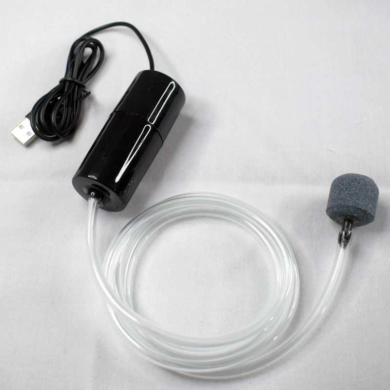 Convenient USB Oxygen Pump Fishkeeping Compressor for Aquarium 12v Water Pump Aquarium Fish Bubbles for Aquarium Accessories: Single-tube Black / small fish tank