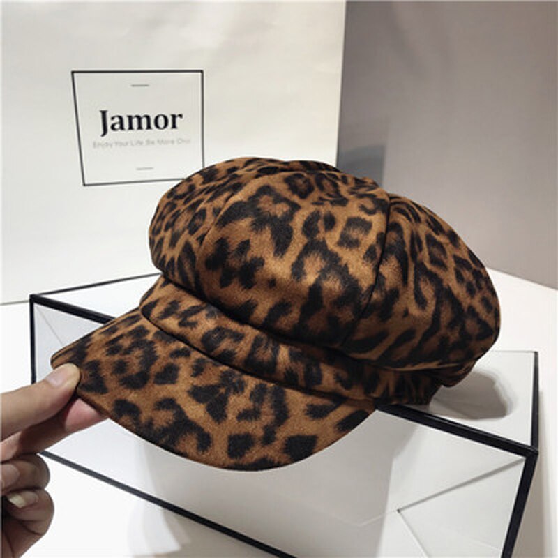Foux casquette gavroche femme automne hiver chapeau léopard rétro multifonction béret boulanger peintre casquette octogonale étanchéité: Orange