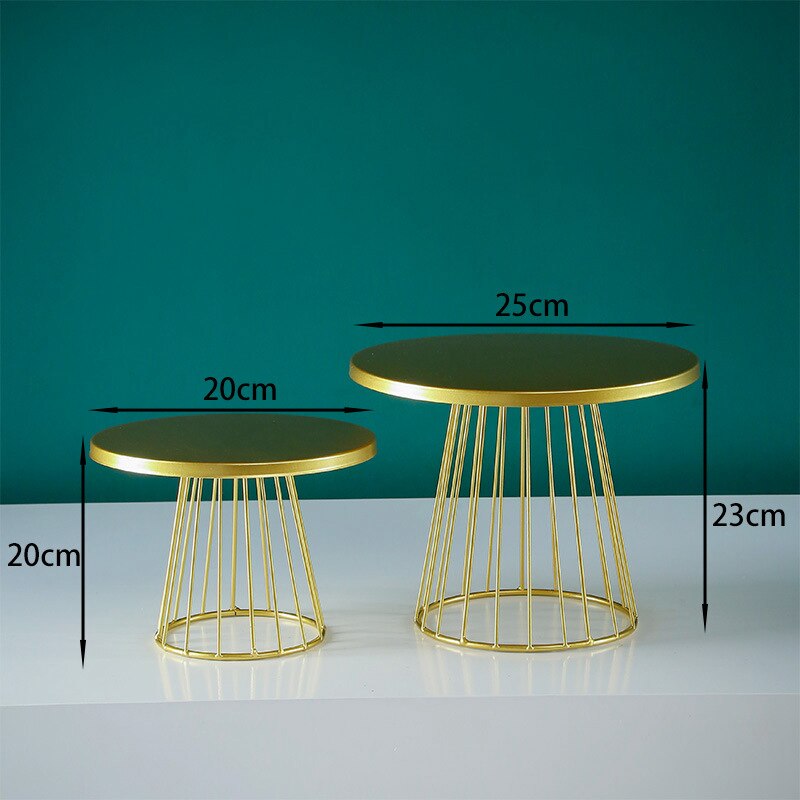 Stable Metal Dessert Table Cake Topper Display Stand Cupcake Plate Wedding Decorative Rack Pastry Tray Afternoon Tea Snack Stand: Set 2pcs