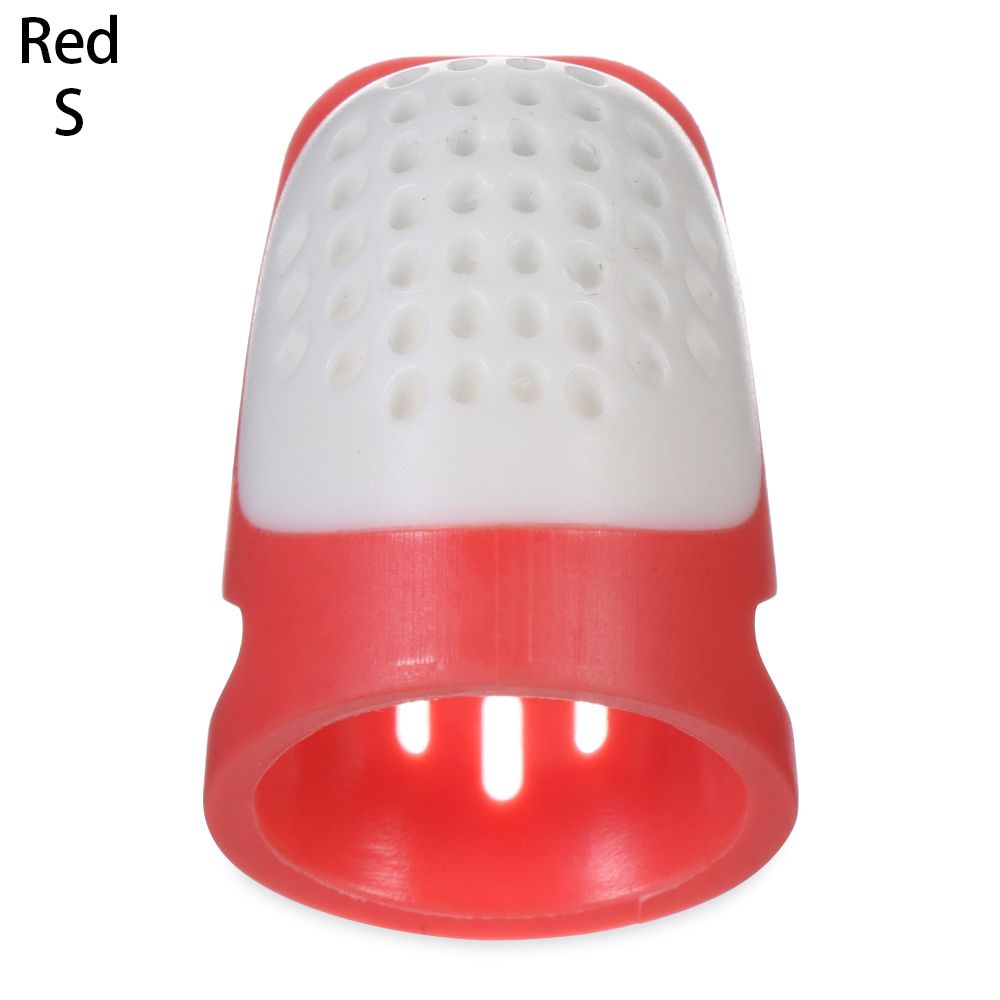 Dedal multifuncional semiabierto para dedos, dedal de silicona transpirable, protector, accesorios de costura para manualidades, 1 ud.: red-S