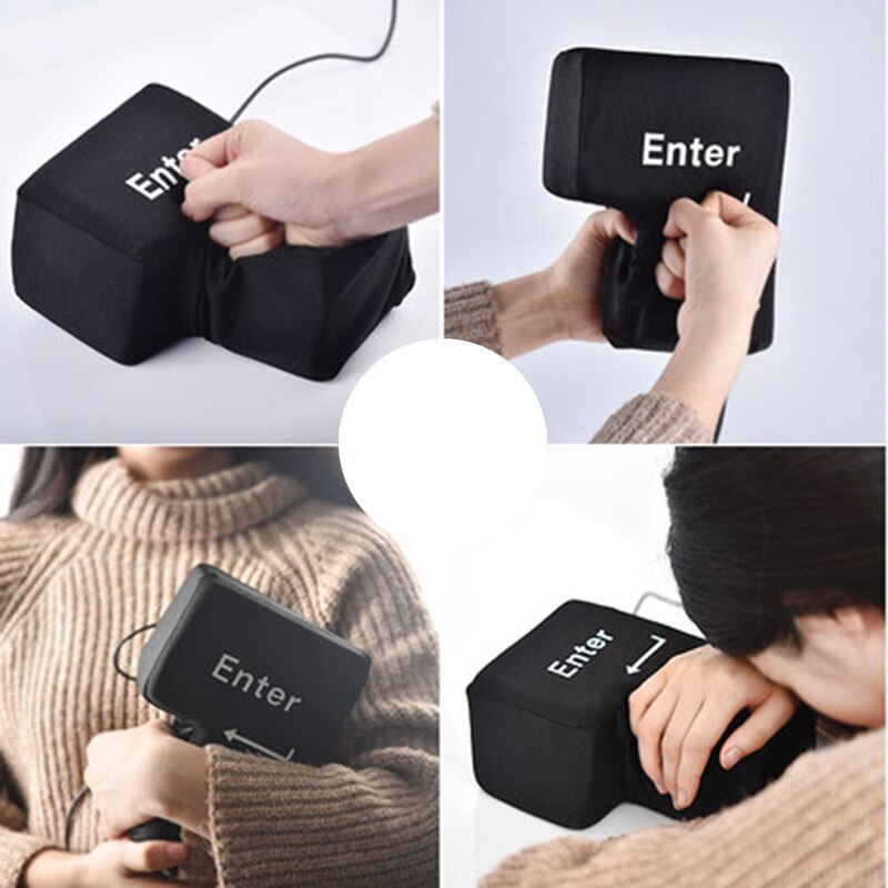 Almohada USB Enter Key para ventilación, botón de ordenador suave, tecla de retorno para oficinas, almohada de descompresión, juguete para aliviar el estrés