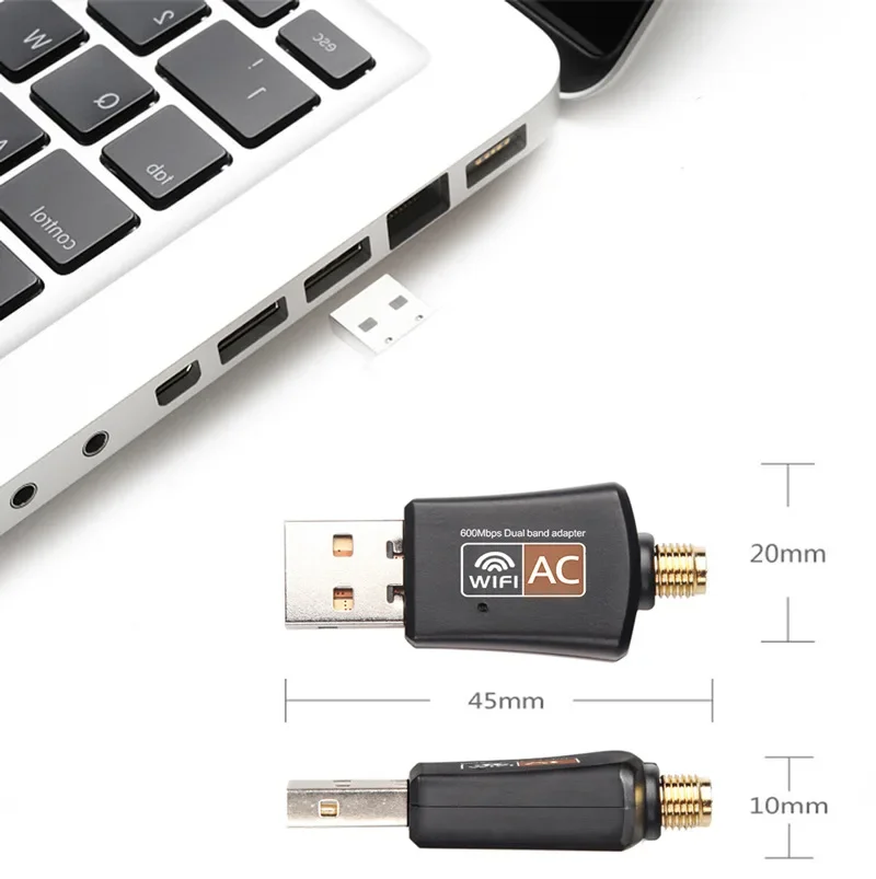 300M Dual-band Wireless Network Card, Computer External Usb Wifi Receiving Transmitter 2.4G/5G Antenna