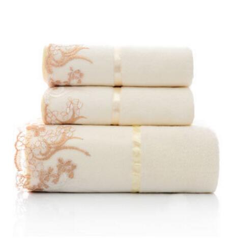 3 Stuk Katoenen Handdoek Sets Geometrische Geborduurde Handdoek Badhanddoeken Zachte Luxe Handdoek Super Thuis Textiel: White