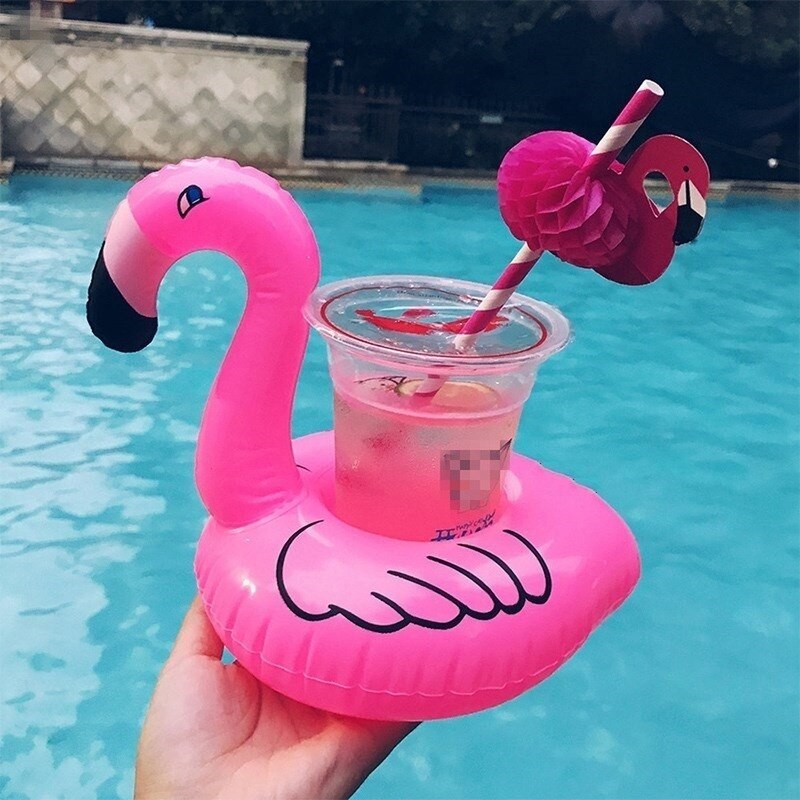 Decoración de de Flamenco de unicornio, copa de bebida inflable flotante, decoración de hawaiana, decoraciones para de cumpleaños para niños