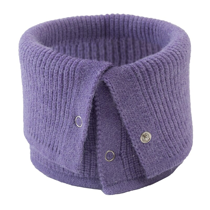 Warme Kraag Ring Sjaal Vrouwelijke Wollen Gebreide Sjaal Vrouwen Snood Sjaals Winter Button Hals Sjaals Effen Kleur: Paars