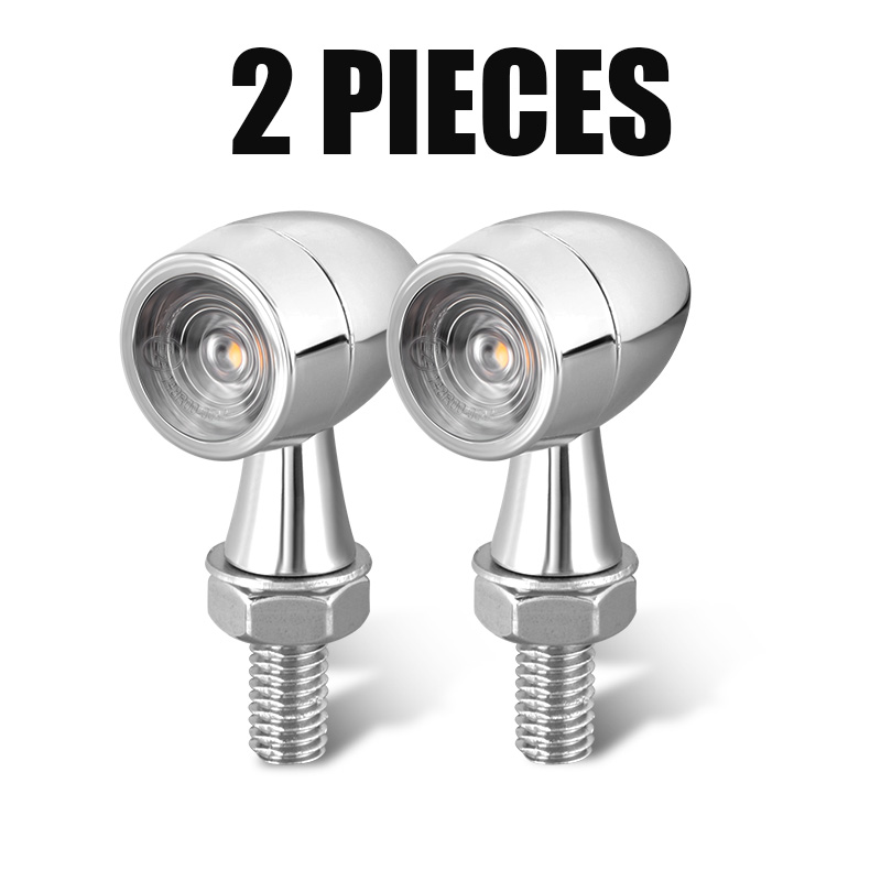Mini Blinker Light Motorcycle Turn Signal Lights Chrome Black Yellow Red White Rear Indicator Light for Honda Yamaha Suzuki: 2pcs chrome