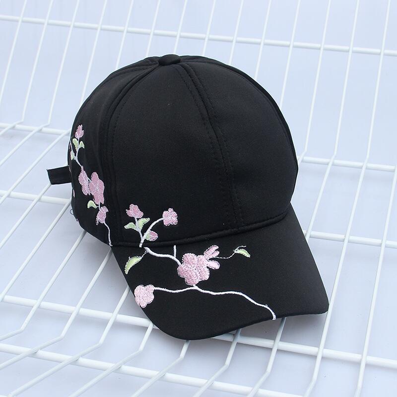 100%  bomulds baseball hatte til kvinder blomme blomstre broderi blomst hip hop afslappet snapback hætter