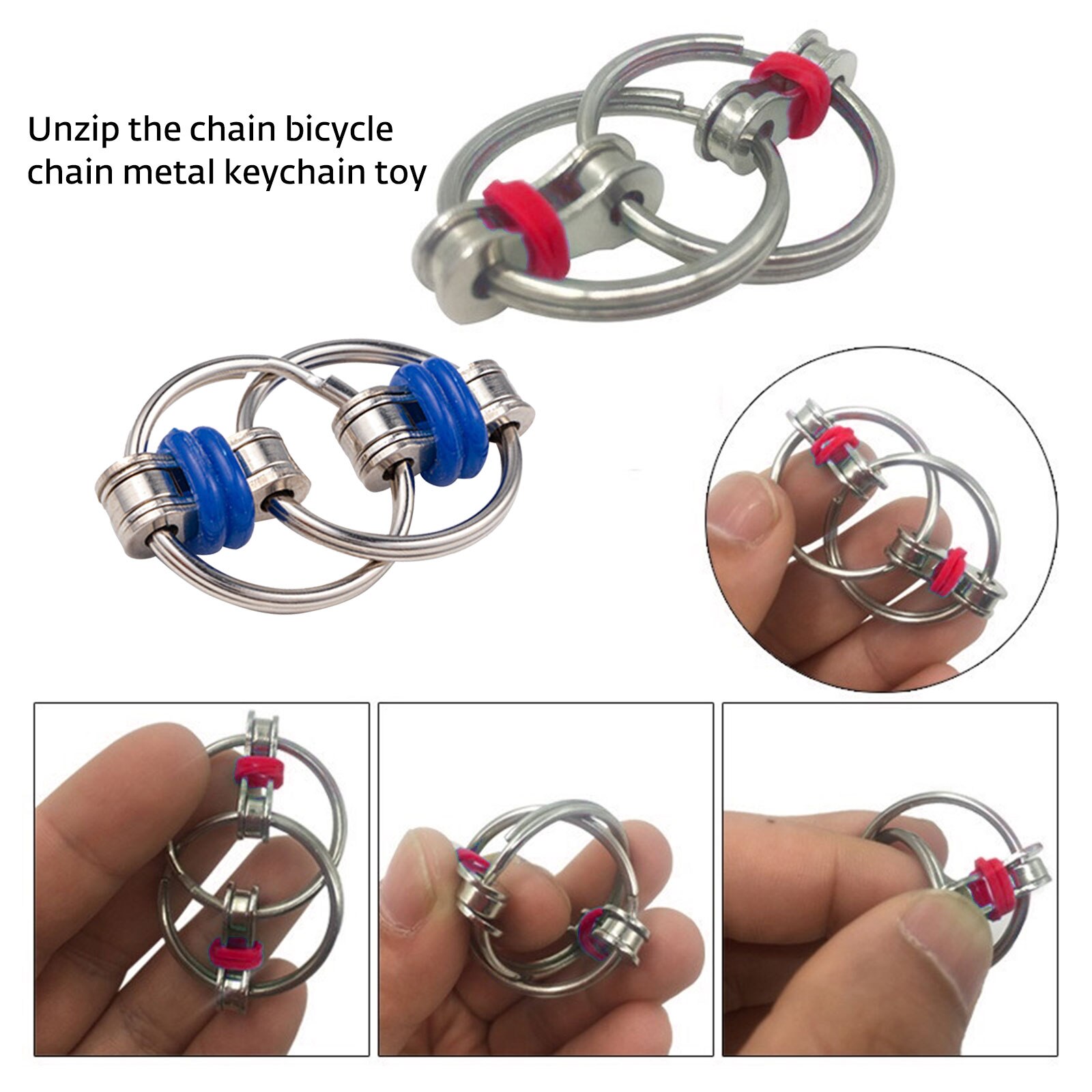 Metal Puzzle Chain Fidget Toy For Autism Chain Fidget Toy Stress Relieve ADHD Top Puzzles Hand Spinner Key Ring Sensory Toys